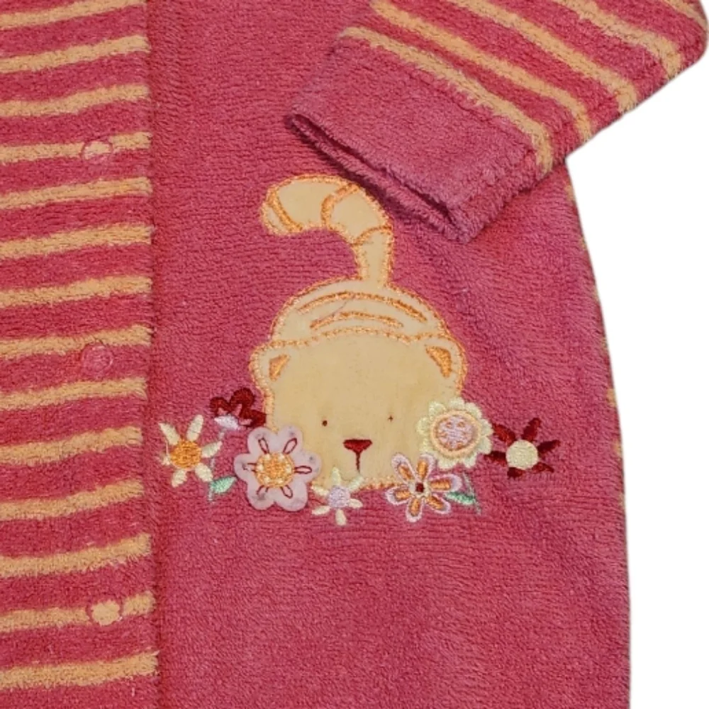 Vintage Carter's Terry Baby Girl Pink Snap Up Cat Footed Outfit Size 3-6 Months